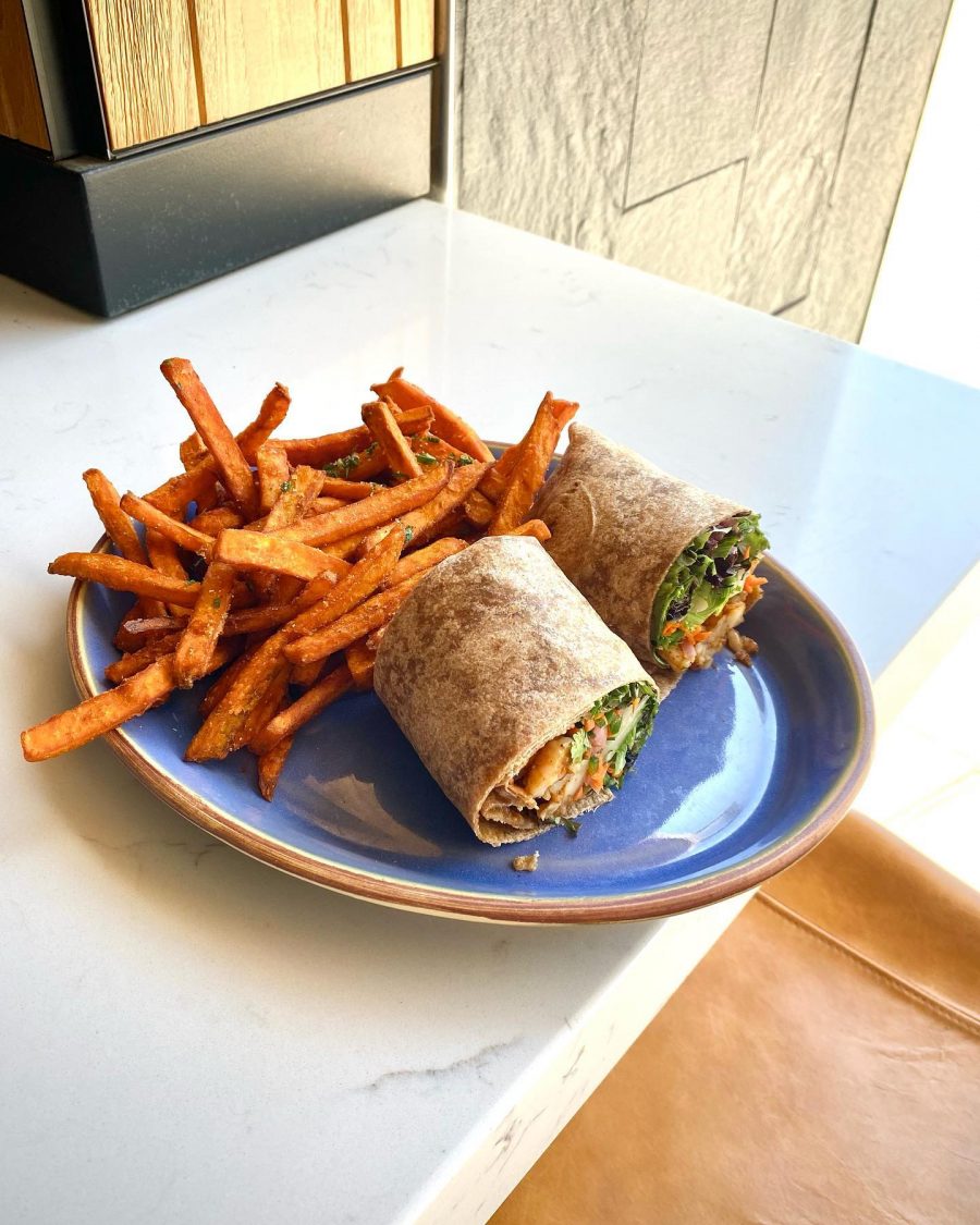 Chili Garlic Shrimp Wrap at Joya Kitchen Joya Kitchen