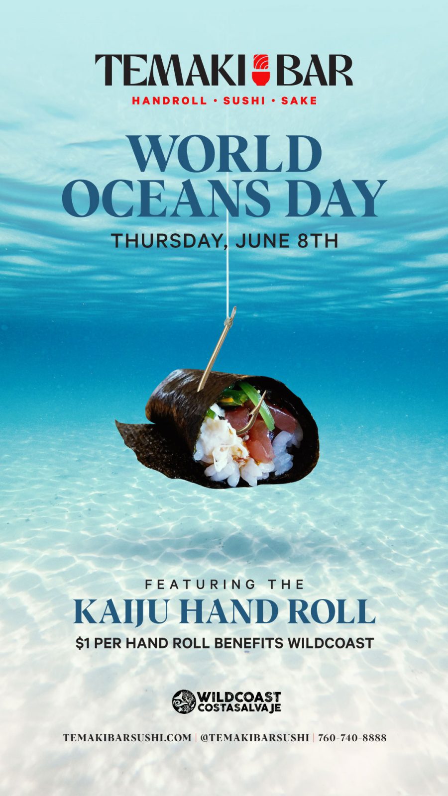 Celebrate World Oceans Day with Temaki Bar: Indulge in the ‘Kaiju’ Hand Roll and Support Marine Conservation